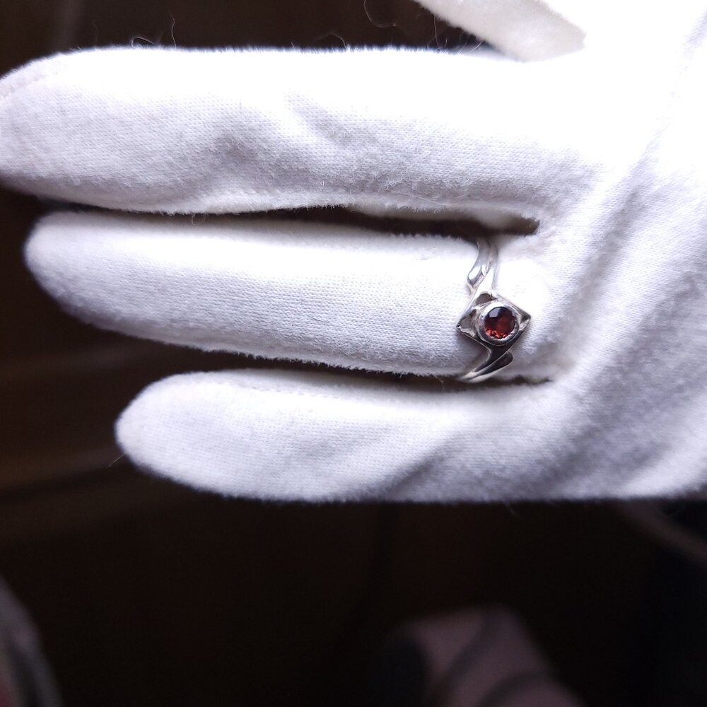 Silver Ring with Redish Stone